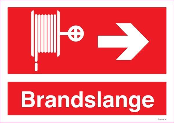 Brandslange til Højre Brandskilt