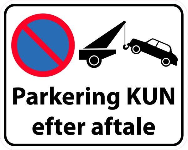 Parkering kun efter aftale. Skilt