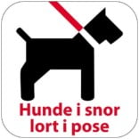 Hunde i snor lort i pose. piktogram skilt