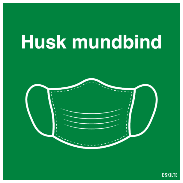 Husk mundbind skilt, grøn