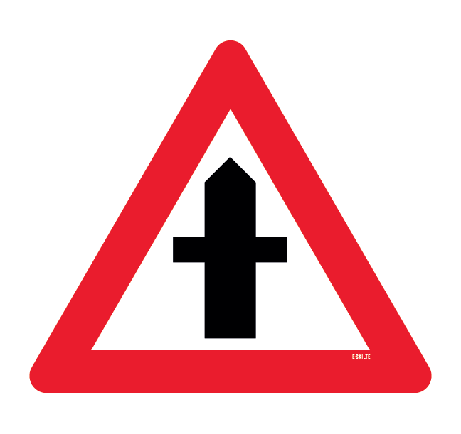 Advarselstrekant - Farligt vejkryds skilt