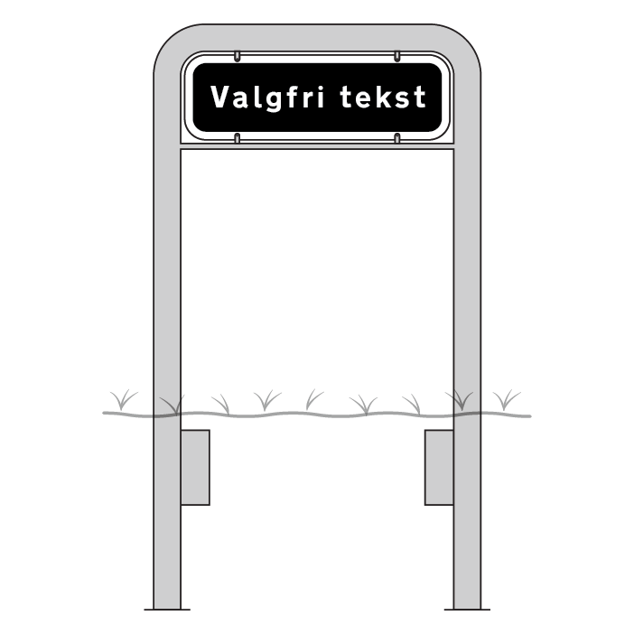 Komplet skiltesæt - Sort skilt m. galge 50x16 cm