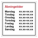 Åbningstiderskilt