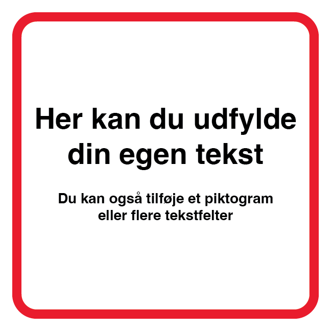 Design-selv skilt kvadratisk med rød ramme