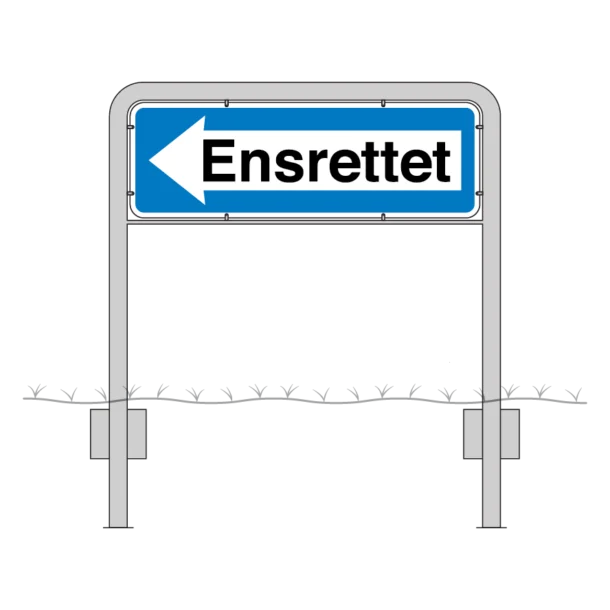 Komplet skiltesæt - Ensretning skilt m. galge (venstre) 100x33 cm