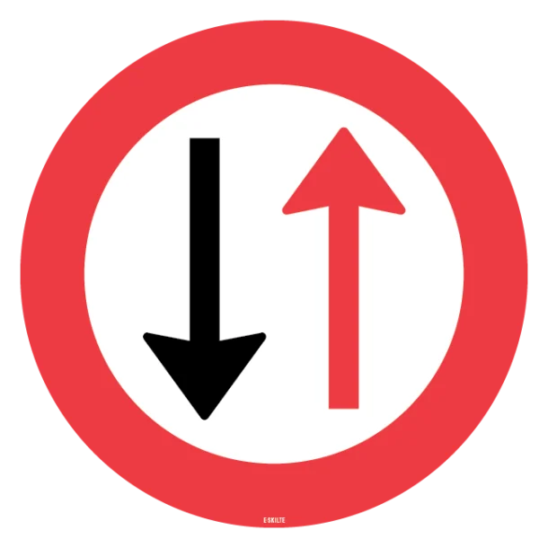 B18 - Hold tilbage for modkørende skilt