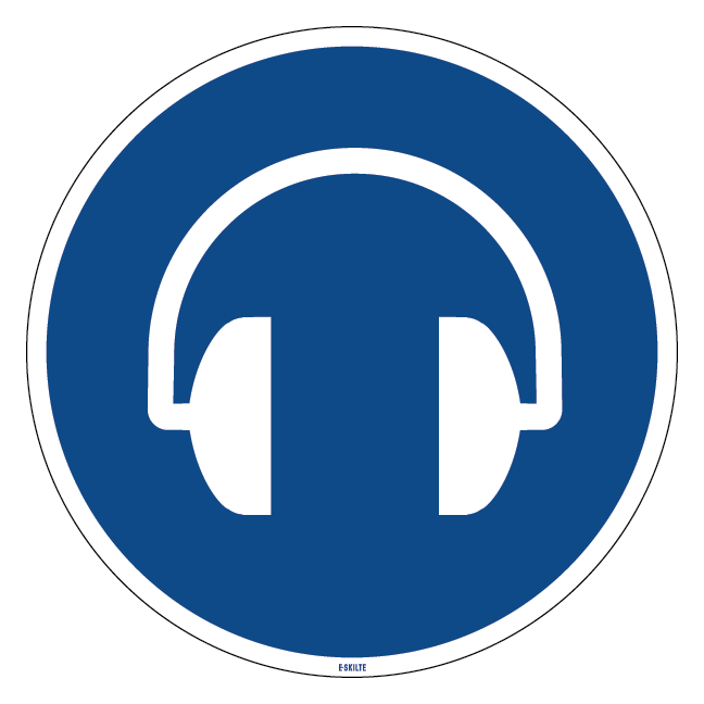 Høreværn påbudt. Påbudsskilt