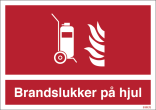 Brandslukker på hjul skilt