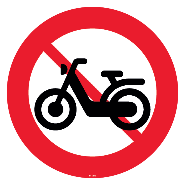 C25 lille knallert forbudt. Forbudstavle skilt