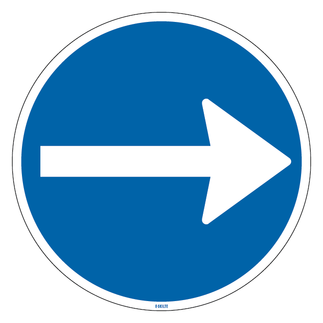 D11,3 - Påbudt kørselsretning til højre skilt