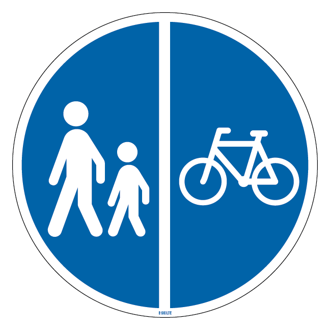 D26 - Delt sti for gående til venstre og cyklister til højre skilt