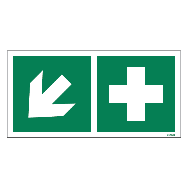 Førstehjælp til venstre ned skilt