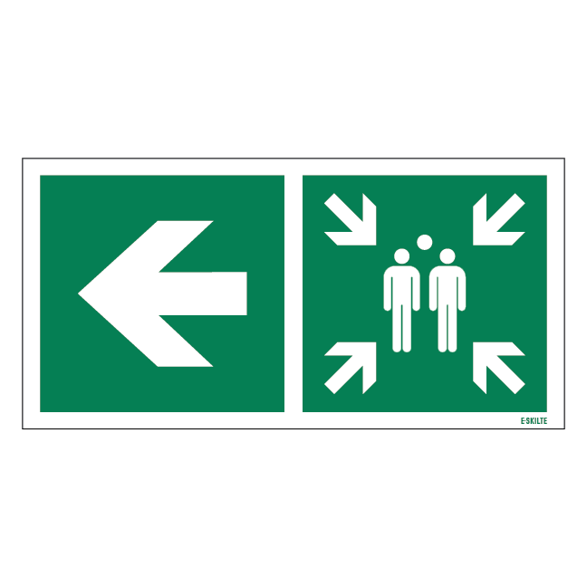 Samlingspunkt til venstre skilt