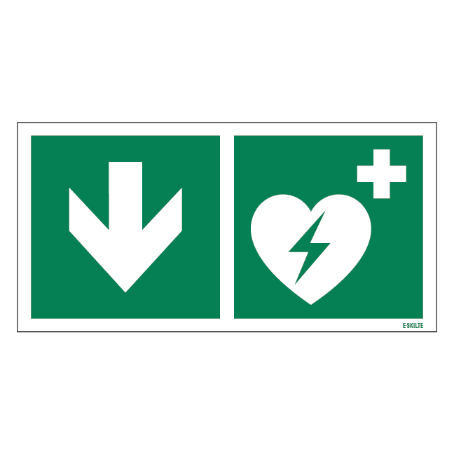 Hjertestarter ned skilt
