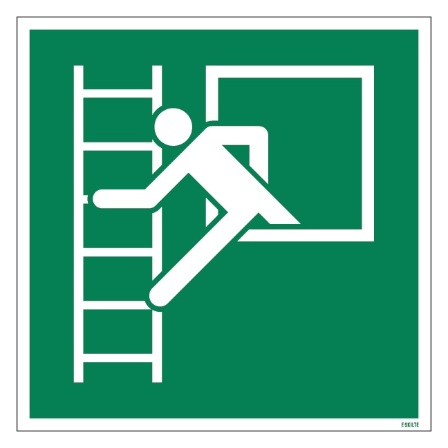 E016 Nødudgang via rednings stige skilt