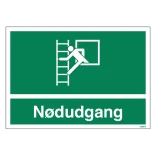 Nødudgang via redningsstige skilt