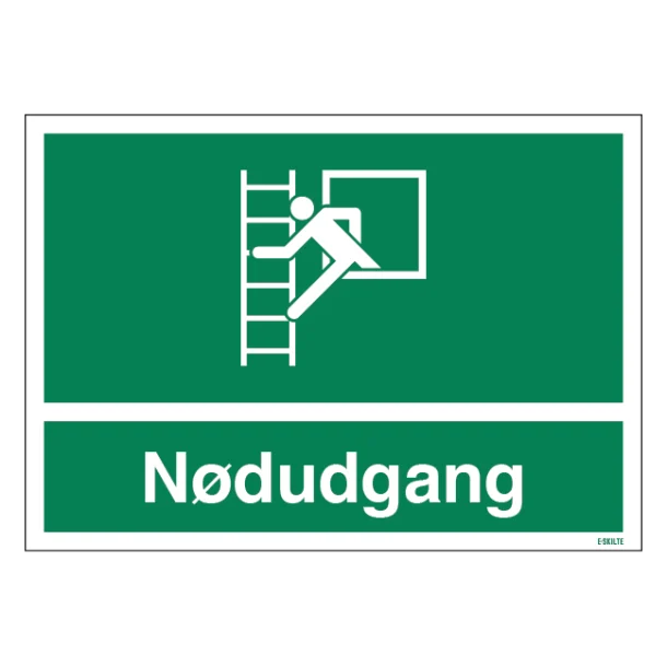 Nødudgang via redningsstige skilt