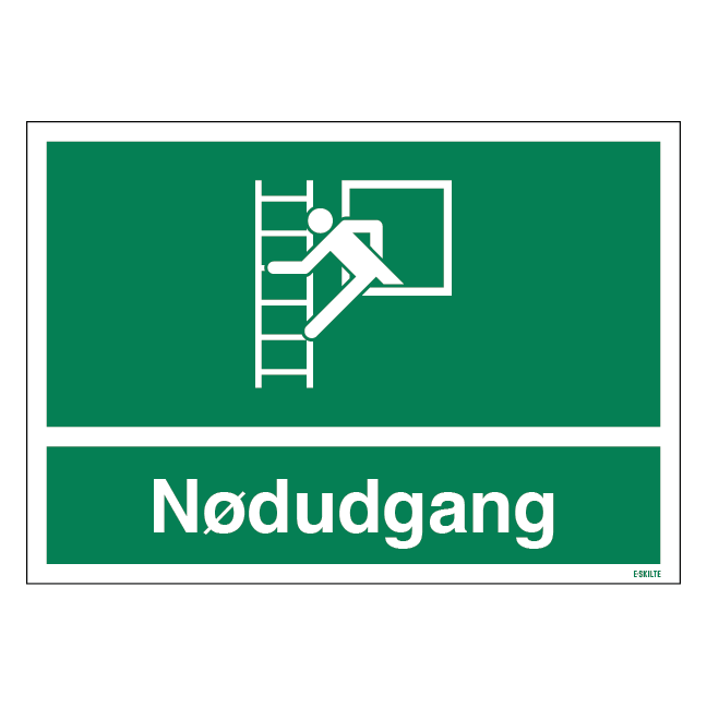 Nødudgang via redningsstige skilt