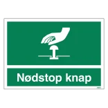 Nødstop knap skilt