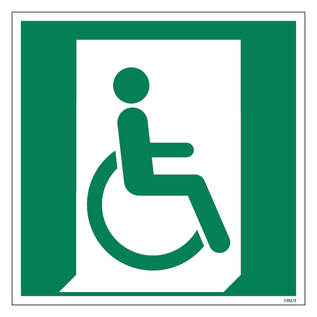 E030 Nødudgang for personer med gangbesvær højre skilt