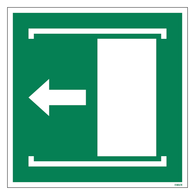 E034 Døren skydes til venstre for at åbne skilt