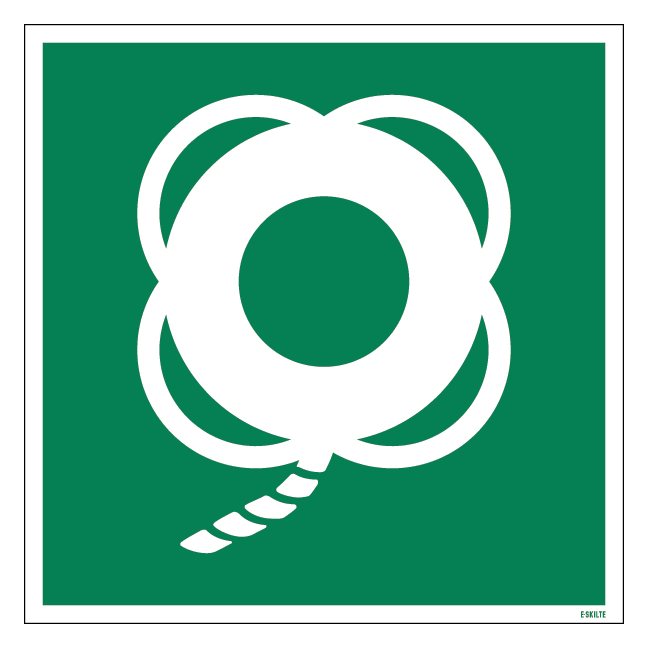 E041 Redningsbøje med line skilt