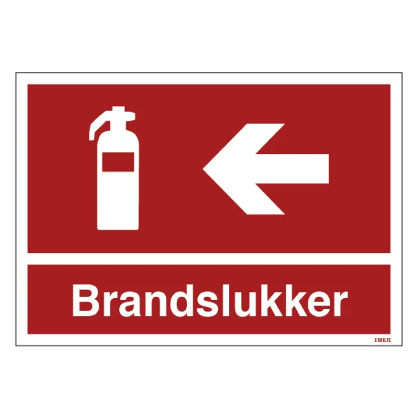 Brandslukker til venstre Brandskilt ISO 7010 F001