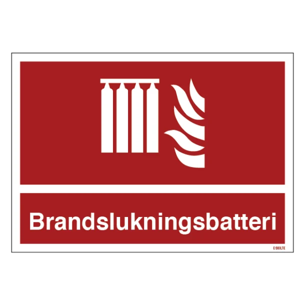 Brandslukningsbatteri skilt