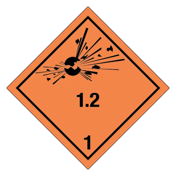 Eksplosive stoffer, klasse 1.2 fareseddel