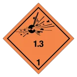 Eksplosive stoffer, klasse 1.3 fareseddel