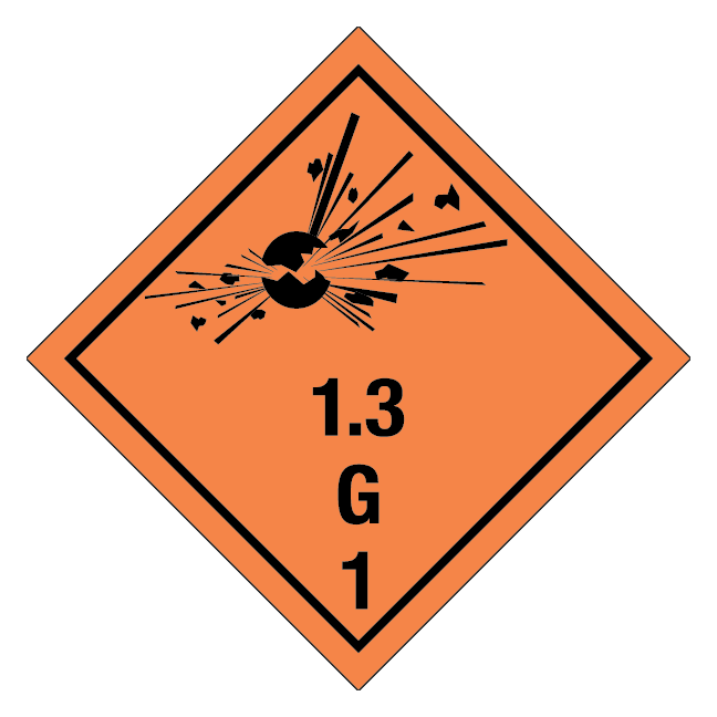 Eksplosive stoffer, klasse 1.3 G fareseddel