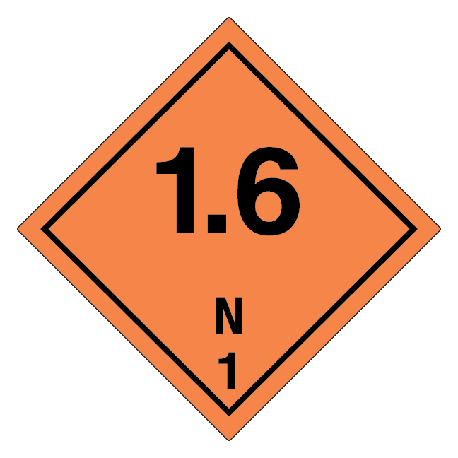 Eksplosive stoffer, klasse 1.6 N fareseddel