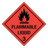 Flammable liquid, klasse 3 fareseddel