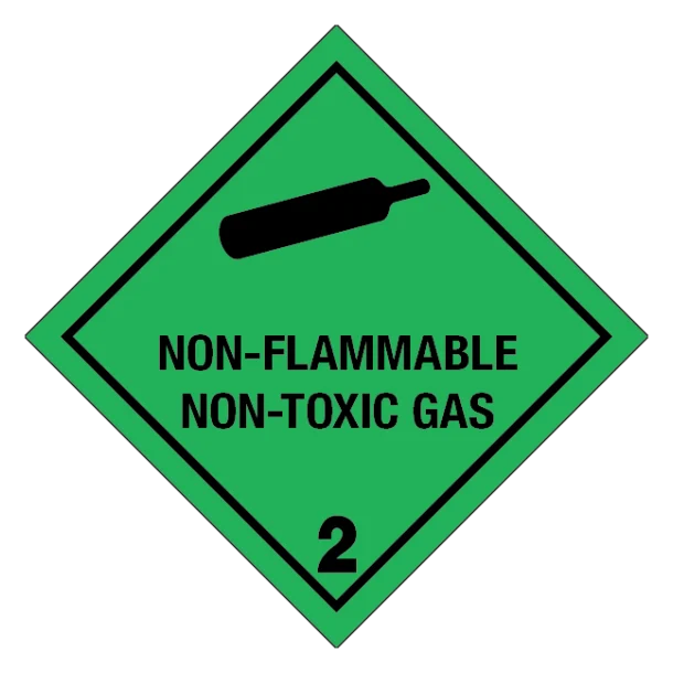 Non-flammable and non-toxic gas, klasse 2 fareseddel