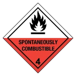 Spontaneously combustible, klasse 4 fareseddel