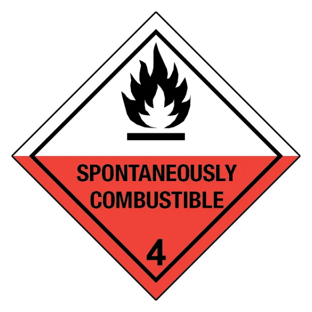 Spontaneously combustible, klasse 4 fareseddel