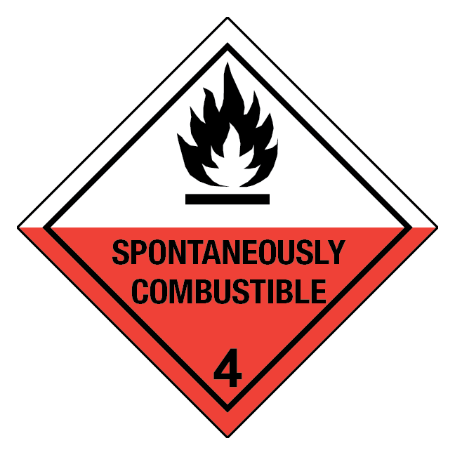 Spontaneously combustible, klasse 4 fareseddel