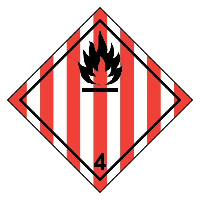 Brandfarlige faste stoffer, klasse 4 fareseddel