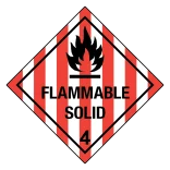 Flammable solid, klasse 4 fareseddel