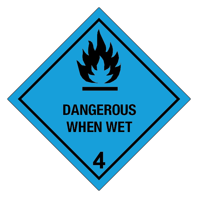 Dangerous when wet, klasse 4 fareseddel