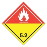 Organiske peroxider, klasse 5.2 fareseddel i hvid