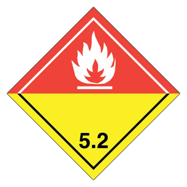 Organiske peroxider, klasse 5.2 fareseddel i hvid