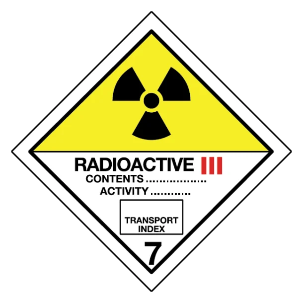 Radioaktive stoffer, klasse 7, kategori 3 fareseddel