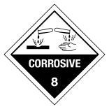 Corrosive, klasse 8 fareseddel