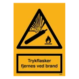 Trykflasker fjernes ved brand skilt