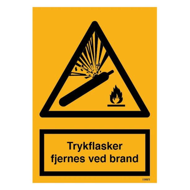 Trykflasker fjernes ved brand skilt