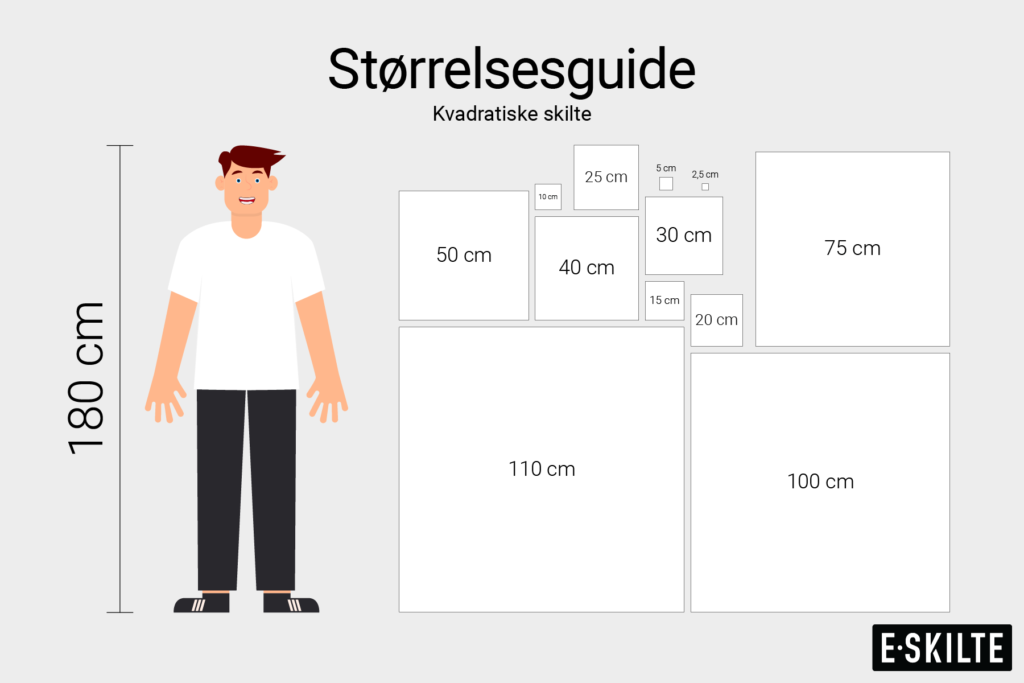 Kvadratiske skilte størrelsesguide