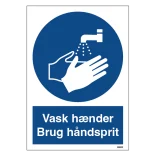 Vask hænder Brug håndsprit skilt