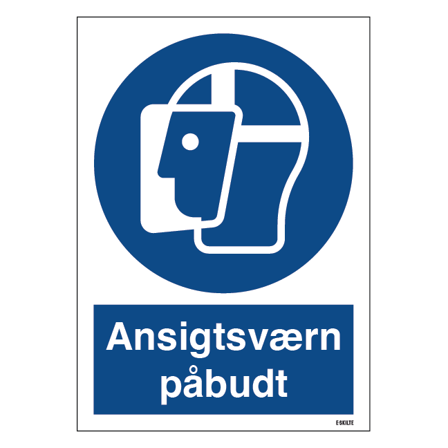 Ansigtsskærm påbudt M013 ISO 7010 . Påbudsskilt