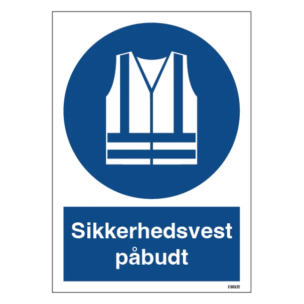 Sikkerhedsvest påbudt M015 ISO 7010. Påbudsskilt